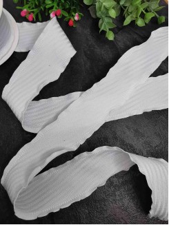 Лента с волнистым краем "Лапша" 4см. (белый), метр